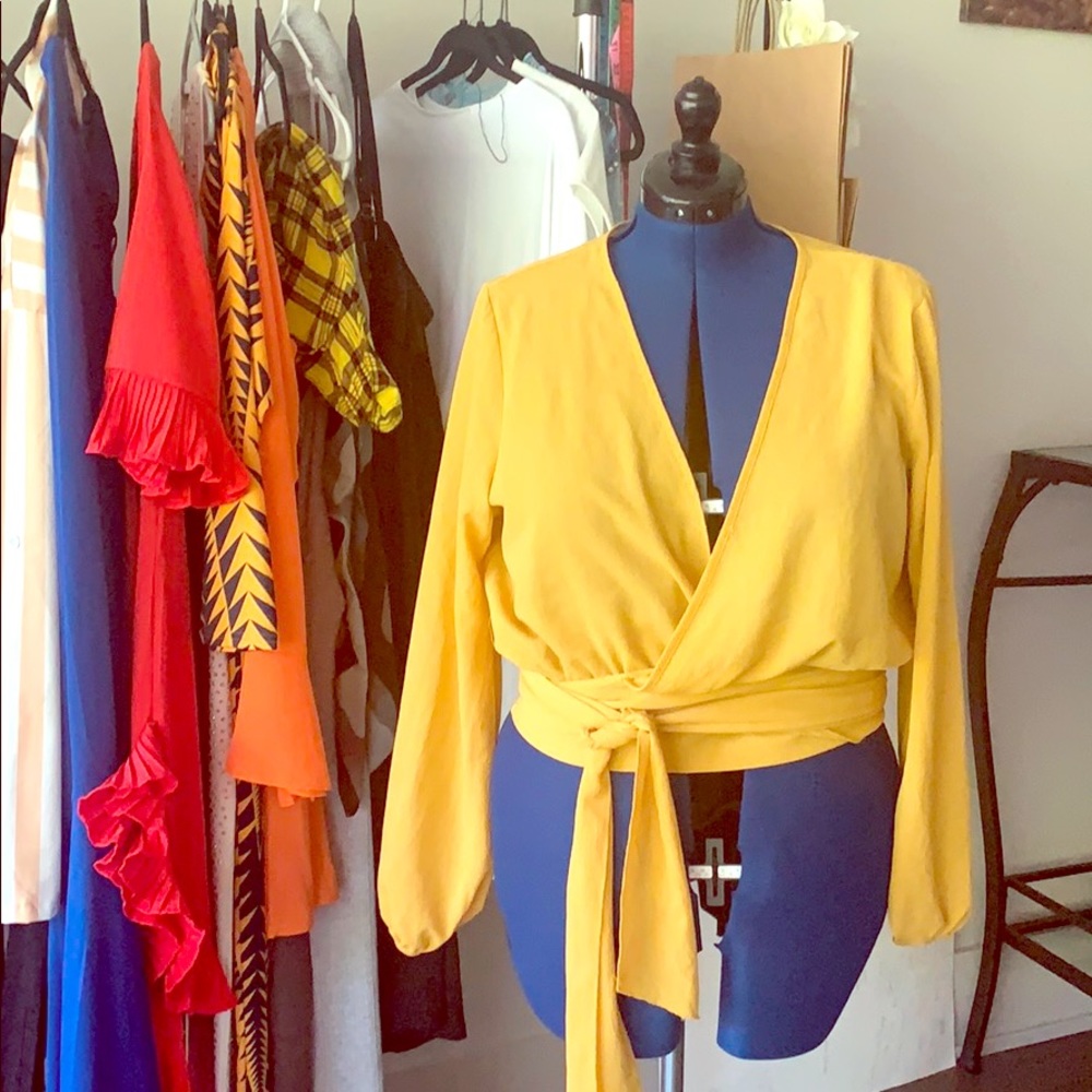 Mustard cross body blouse
